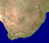 Südafrika Satellit + Grenzen 1600x1402
